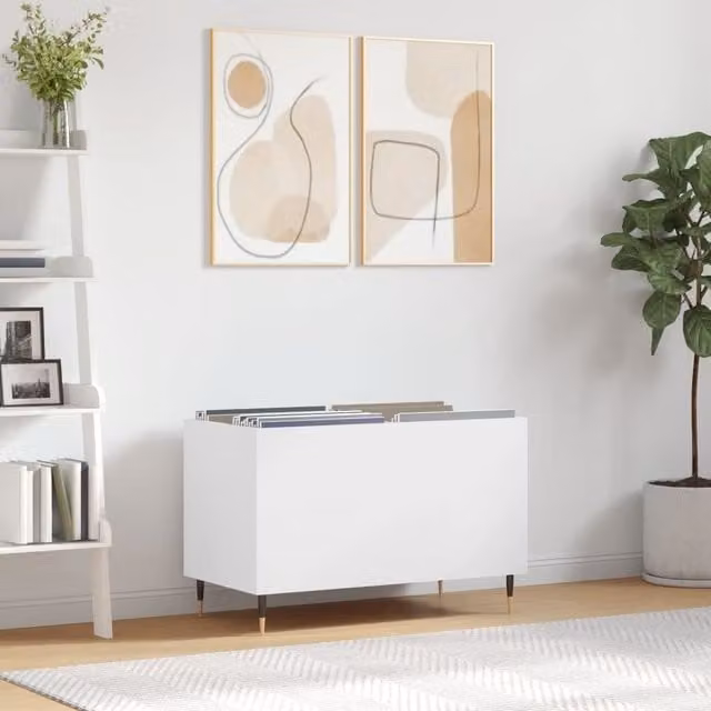 Berkfield Home Record Cabinet in White, W/D/H: 74.5 x 38 x 48 cm