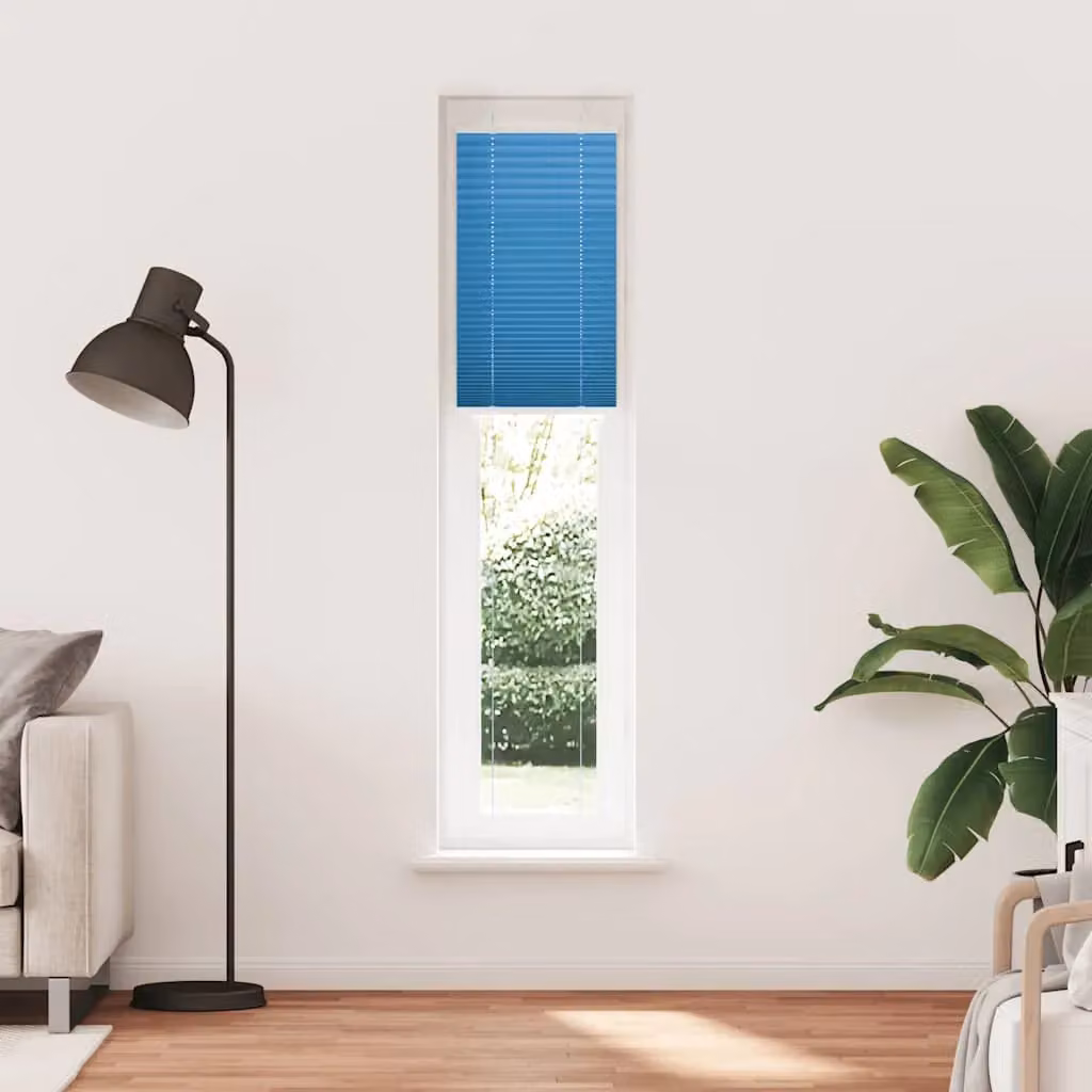 Berkfield Home Single Pleat Blue Polyester Semi-Transparent Cord Blind, W: 45 cm, H: 200 cm – 2