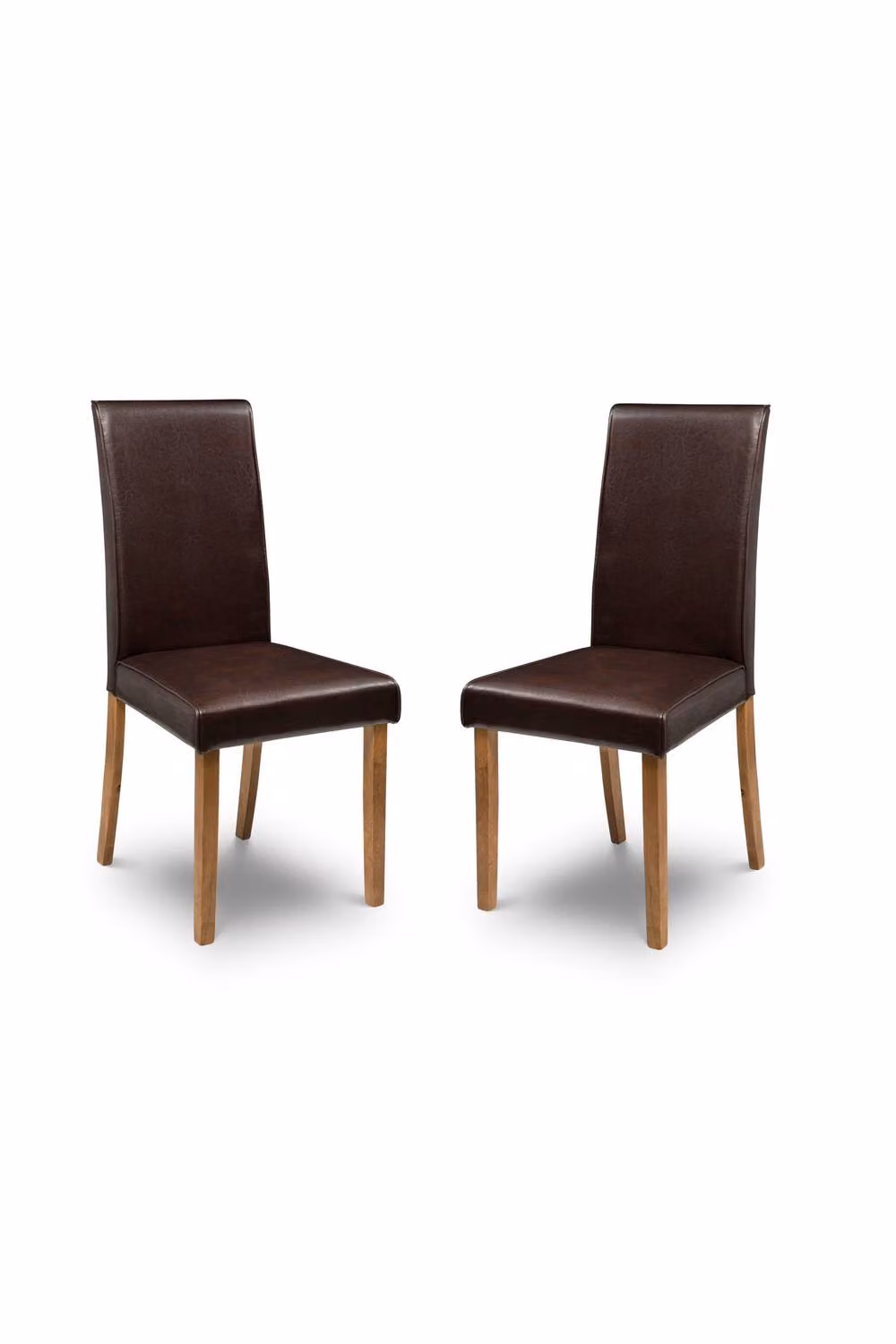 Julian Bowen Hudson Set of 2 High Back Upholstered Dining Chairs in Brown with Oak Wood Frame – 2