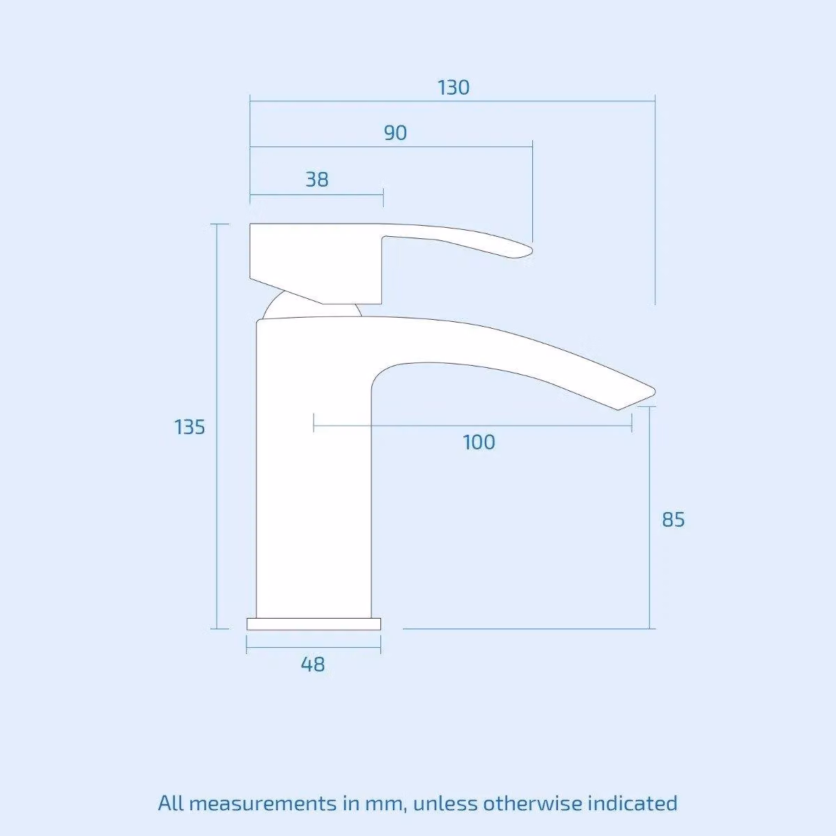 Nes Home Sierra Ceramic Cloakroom Basin with Matte Black Mono Mixer Waterfall Tap – 3