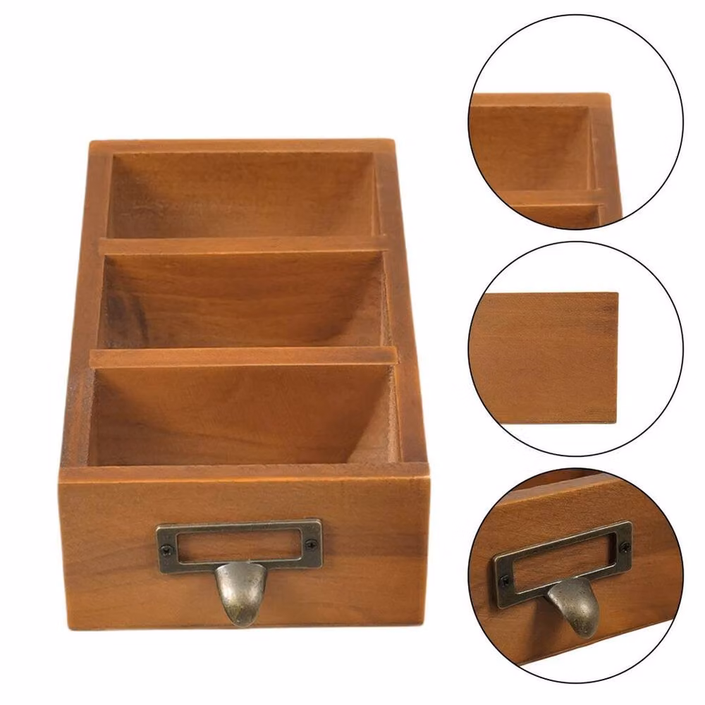 KORVIXA Solid Wood and Metal Desk Organiser in Brown, Width: 60 cm – 5