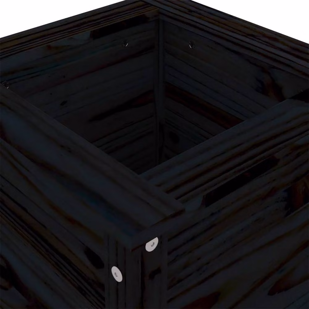 Berkfield Home Rustic Black Solid Wood Pine Garden Planter W/D/H: 40 x 40 x 78 cm – 4