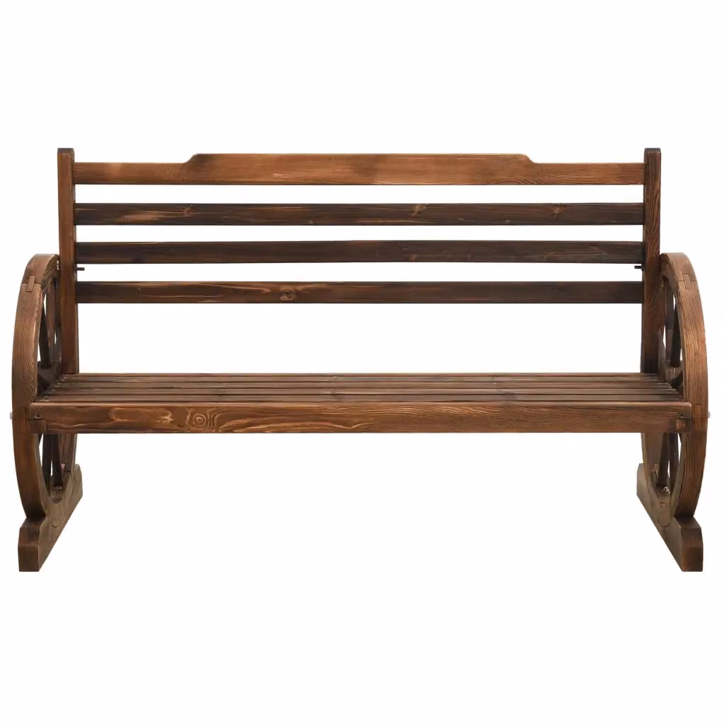 Berkfield Home Rustic Solid Wood Garden Bench in Brown, Width: 112 cm – 2