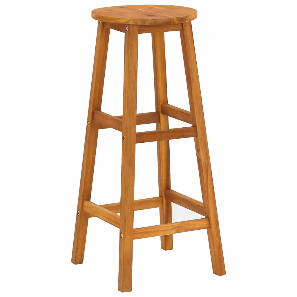 Berkfield Home Set of 6 Rustic Brown Solid Acacia Wood Bar Stools – 2