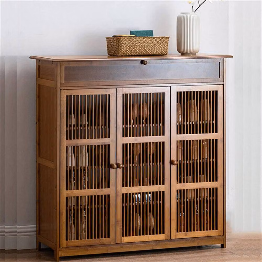 NESTLUNE XXL 4-Tier Vintage Bamboo Shoe Rack in Brown, W: 100 cm, D: 15 cm, H: 15 cm – 3