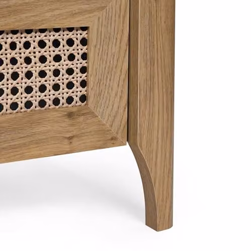 Julian Bowen Sydney 6 Drawer Wide Chest of Drawers in Oak and Brown with Geometric Rattan Print, H75 x W120 cm – 4