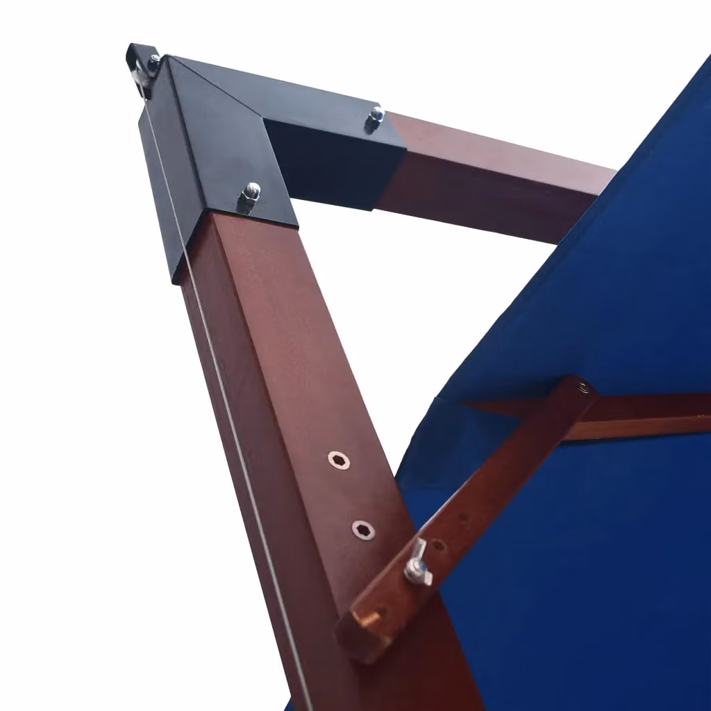 Berkfield Home Blue Cantilever Hanging Parasol with Lacquered Wooden Pole, W: 400 cm, D: 300 cm – 4