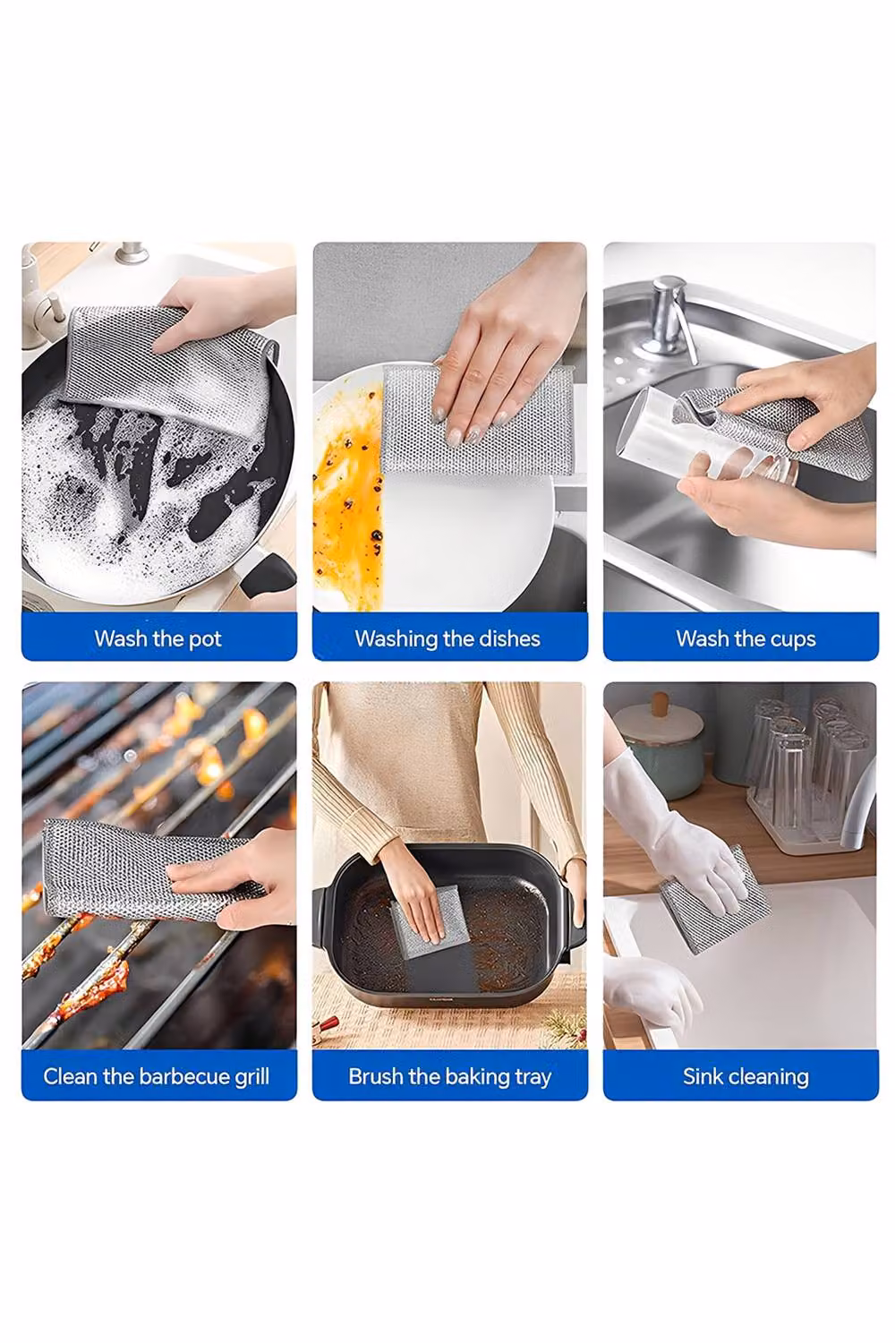 Living and Home Silver Steel Wire Dishcloth Set, 10 Pack, Width: 20 cm – 2