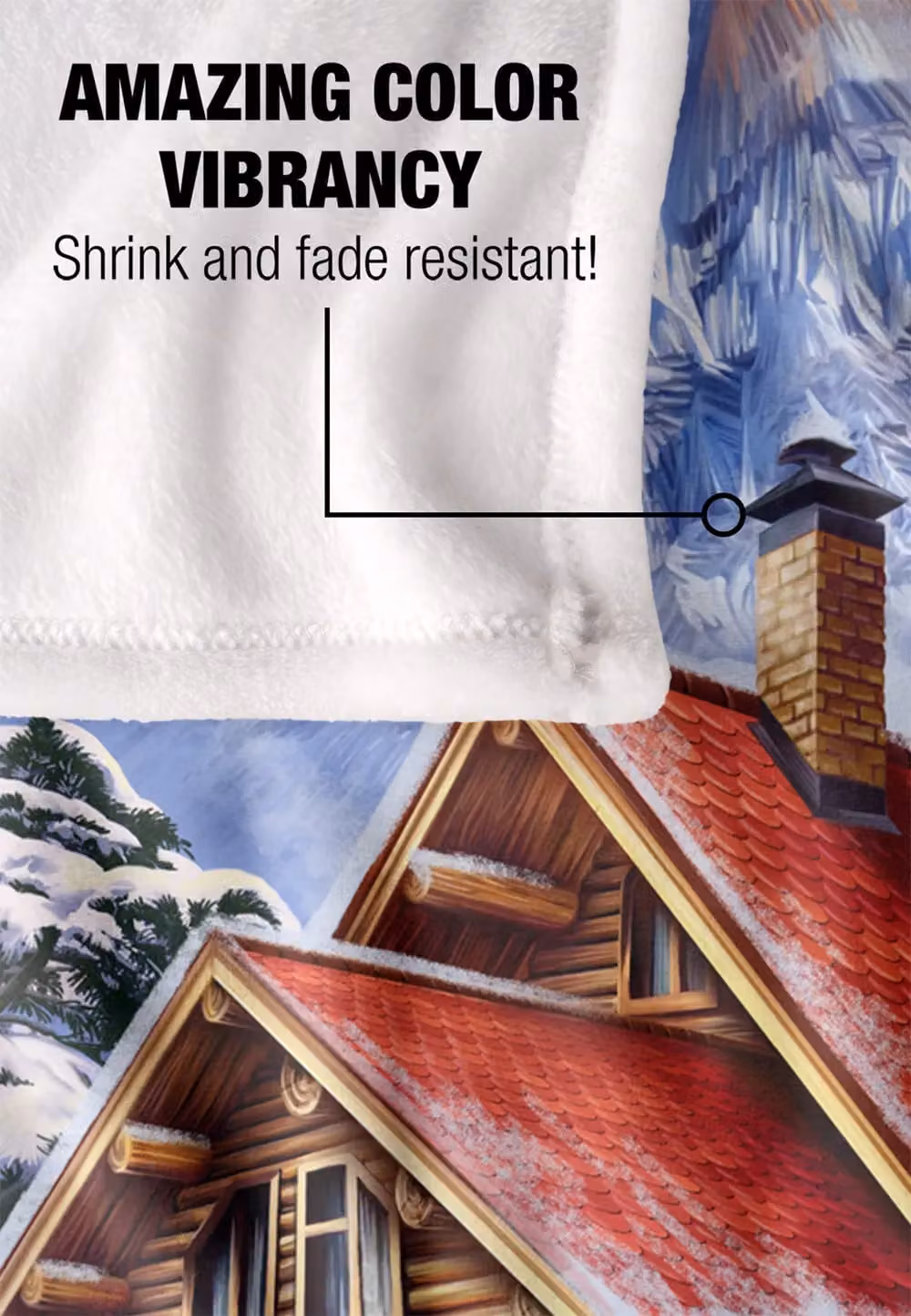 JQ Licensing En Winter Cabin Silky Touch Super Soft Fleece Throw Blanket, White, W/D: 152 x 127 cm – 3