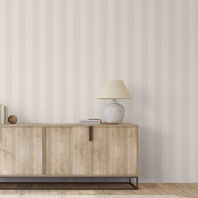 Grandeco Herringbone Chevron Stripe Textured Vinyl Wallpaper in Light Beige