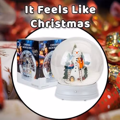 VFM e-Store Christmas Snowman Light Up Blower Snow Globe in White, W/D/H: 25 x 21 x 25 cm – 7