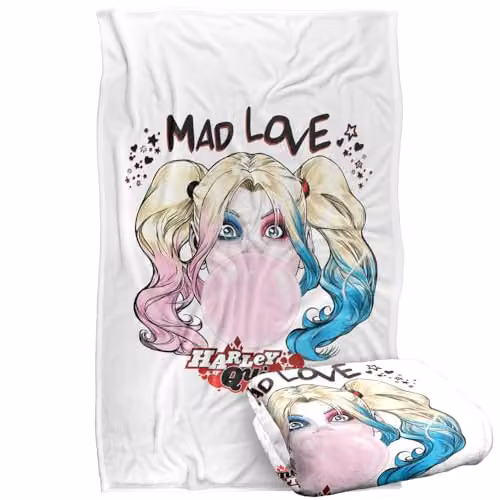 LOGOVISION Kids Batman and Harley Quinn Silky Touch Super Soft Fleece Throw Blanket, Multicolour, W: 91.44 cm, L: 147 cm – 1