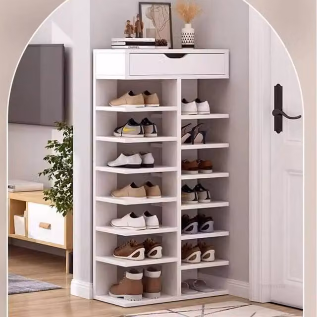 FORGEVIO 8-Tier Freestanding Shoe Storage Cabinet in White