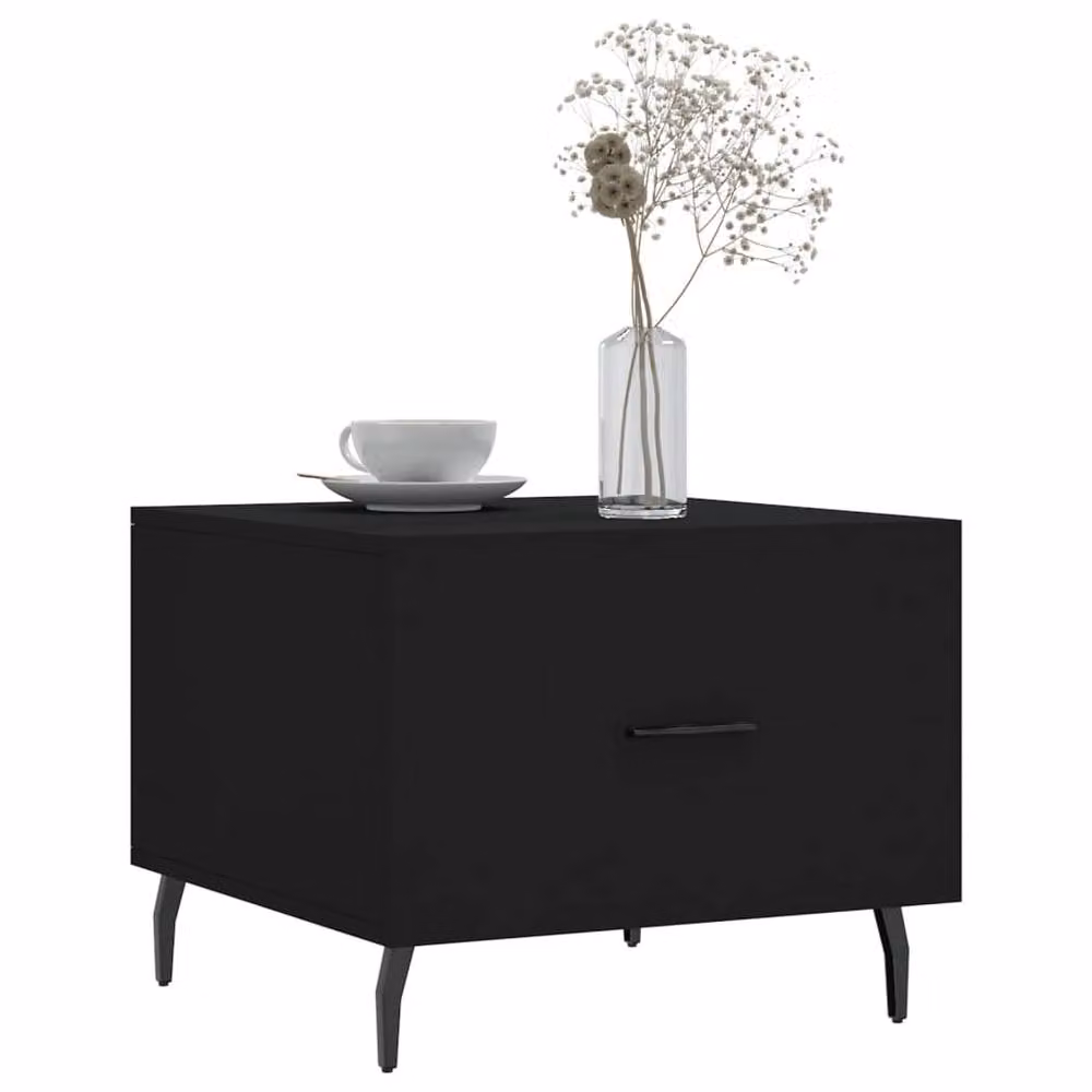 Berkfield Home Set of 2 Black Modern Square Coffee Tables with Matt Engineered Wood Tops, W/D/H: 50 x 50 x 40 cm – 3