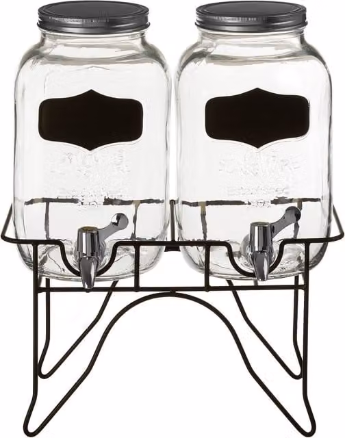 Orsina Stylish Glass Dispenser Jars with Silver Metal Lids in Transparent