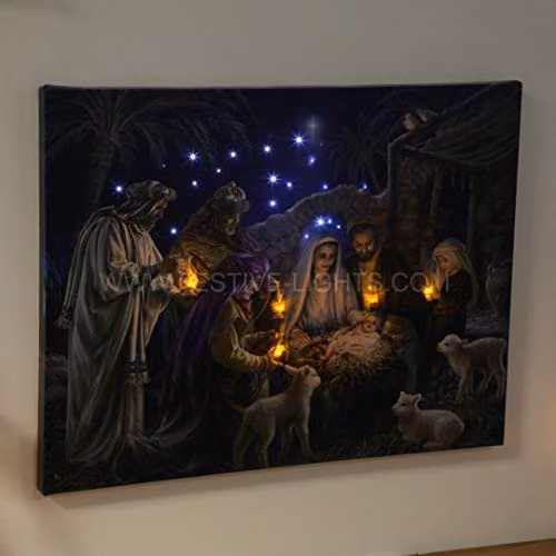 Premier Decorations Nativity Scene Multicolour Christmas Canvas Wall Picture W: 40 cm, H: 30 cm, D: 30 cm – 4
