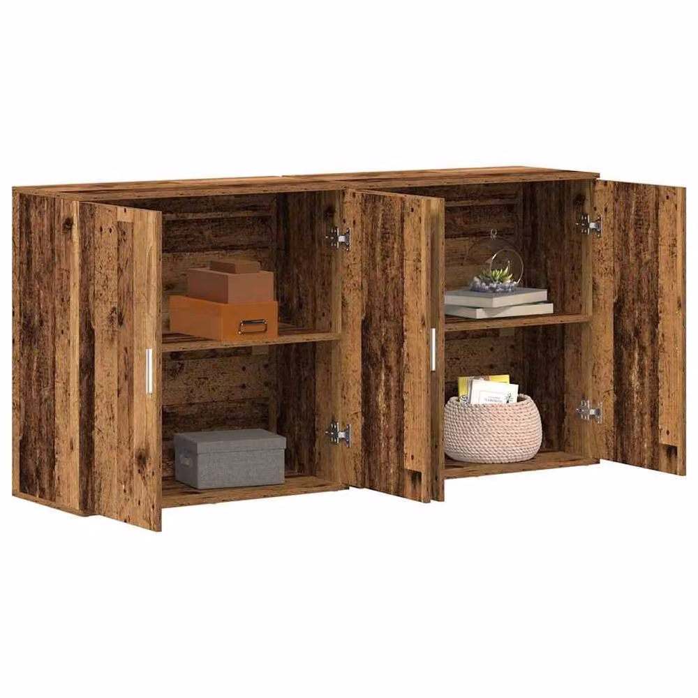 Berkfield Home Set of 2 Rustic Old Wood Sideboards in Brown, W/D/H: 79 x 38 x 80 cm – 3