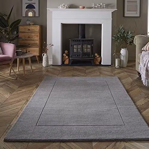 Esselle Home Esme Silver Grey Wool Rectangular Rug W: 200 cm, D: 290 cm – 2