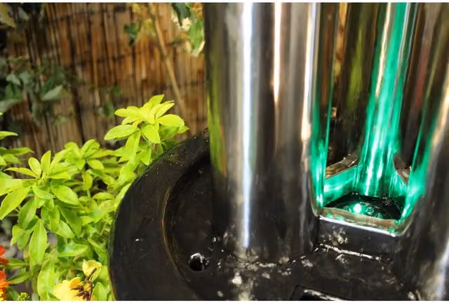 Tranquility Solar Powered Stainless Steel Tube Water Feature, Grey, Height: 137 cm
