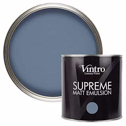 Vintro Luxury Matt Emulsion Multi Surface Paint in Chiswick House Blue, 2.5L