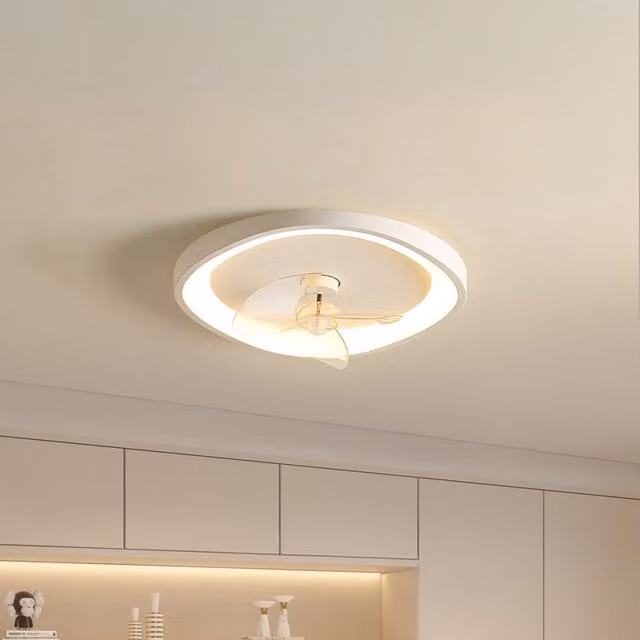 Livingandhome RGB Single-Circle LED Ceiling Fan Light with Remote Control and Timer, White