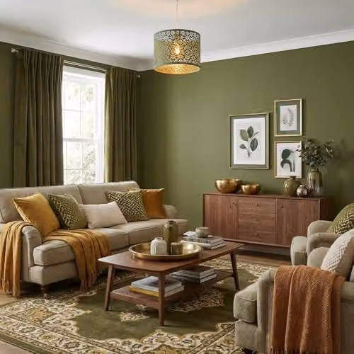 Happy Homewares Moroccan Green Metal Circular Pendant Light Shade with Floral Decoration, Diameter: 29 cm – 2