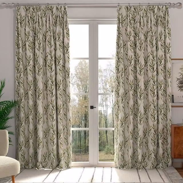 Ante Decor Olivia Made to Measure Blackout Floral Cotton Curtain Panel in Green