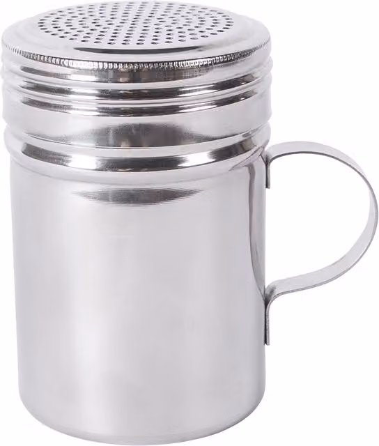 Argon Tableware Silver Stainless Steel Round Flour Shaker, 300ml