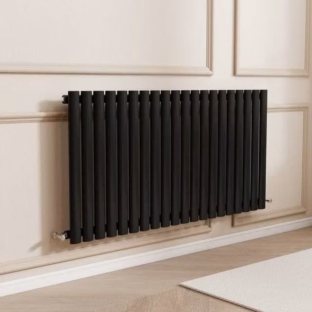 Banyetti Orva Black Horizontal Single Oval Column Radiator, W/H: 60 x 118 cm