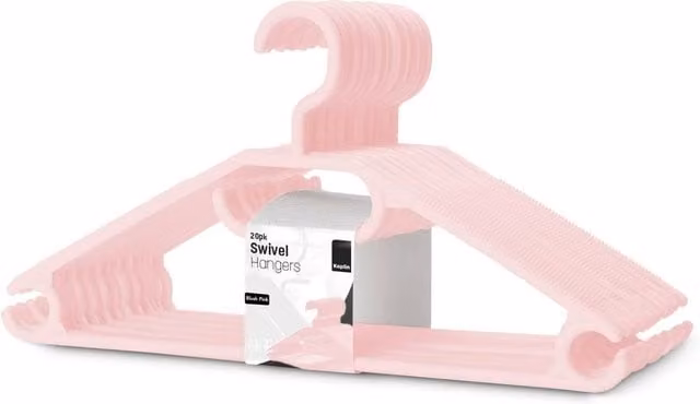 Keplin Space Saving Swivel Hook Coat Hangers, 20 Pack, Pink