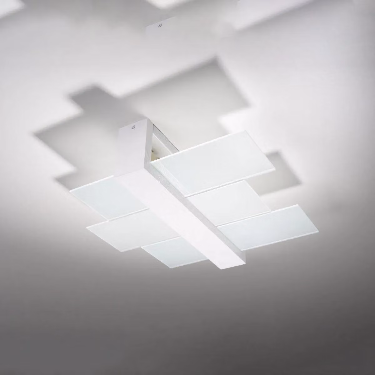 Sollux Lighting FeniKS Scandinavian Ceiling Lamp, White and Wood, H x W x D: 12 x 43 x 43 cm – 2