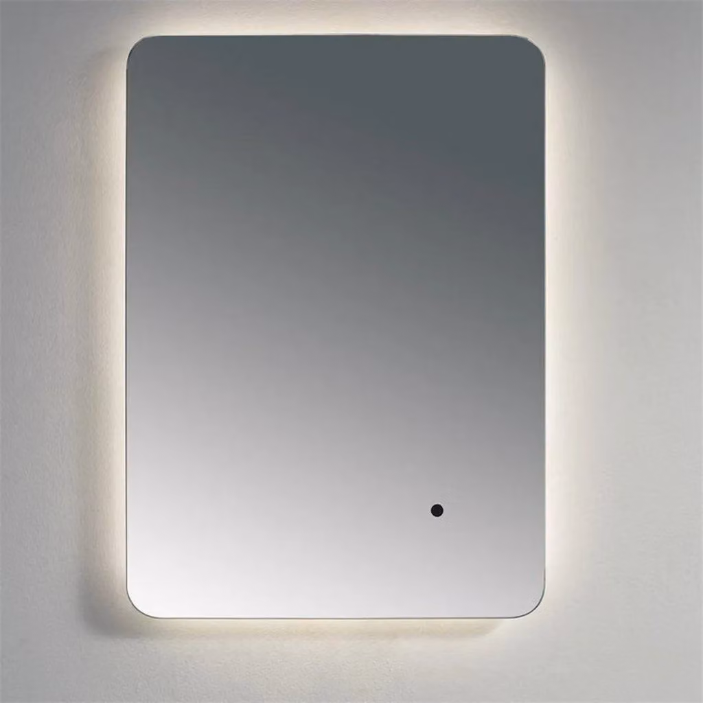 Clifton Modern Round LED Light Bathroom Wall Mirror in White, Brown or Silver, Width: 50 cm – 3
