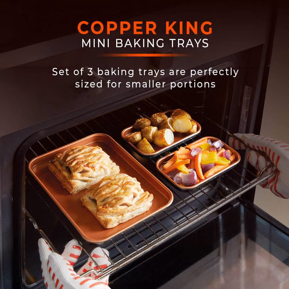 Coopers of Stortford Set of 3 Non-Stick Copper-Infused Ceramic Baking Trays in Bronze – 2