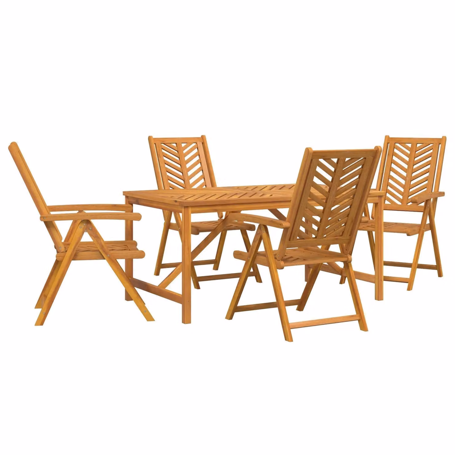 Berkfield Home 5 Piece Garden Dining Set in Rustic Brown Oiled Acacia Wood – 2