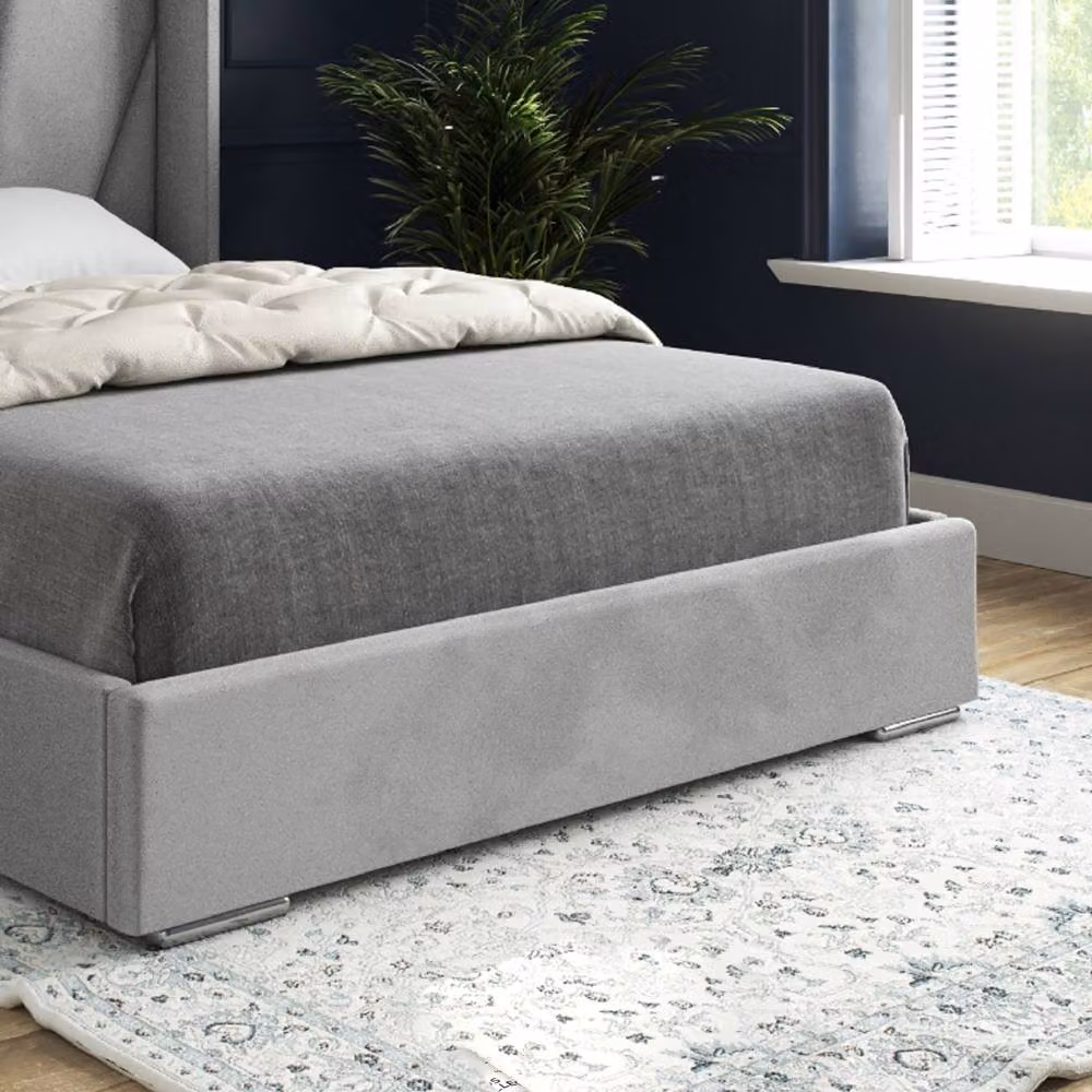 Casani Farleigh Super King Upholstered Velvet Designer Bed Frame in Grey, W/D/H: 200 x 189 x 137 cm – 5
