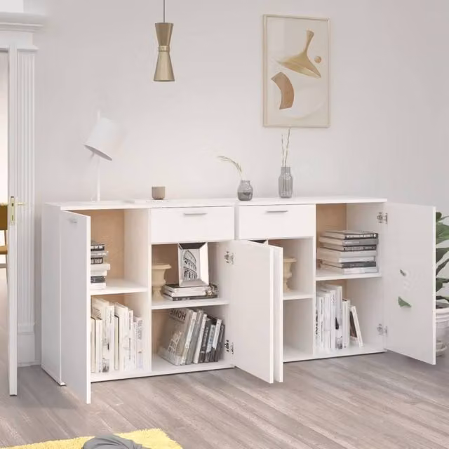 Berkfield Home Modern White Matt Sideboard in MDF, W/D/H: 160 x 36 x 75 cm – 1