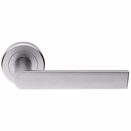 Loops Pair Flat Rectangular Bar Handle on Round Rose with Concealed Fix, Satin Chrome
