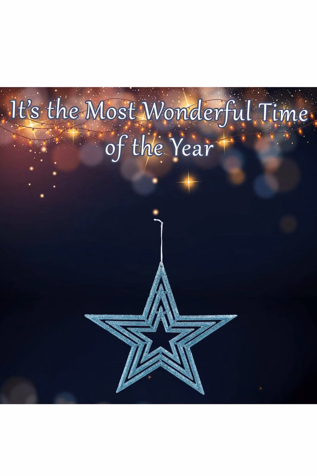 VFM e-Store Ice Blue Glitter Star Burst Hanging Christmas Tree Ornament, 40 cm – 2