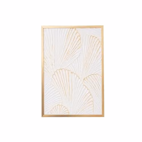 Melody Maison Vintage Gold and White Floral Ginkgo Textured Botanical Wall Art, W: 55 cm, H: 80 cm – 2