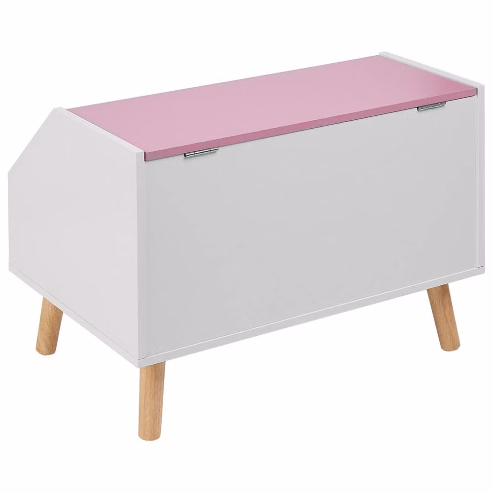 Wyld and Coco Pink Kids Storage Box with Soft-Close Lid and Rubberwood Legs – 3