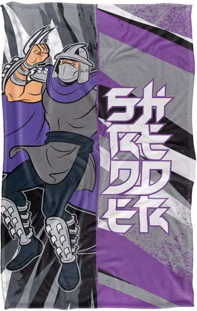 LOGOVISION TMNT Shredder Super Soft Silky Touch Fleece Blanket, Multicolour and Purple – 5