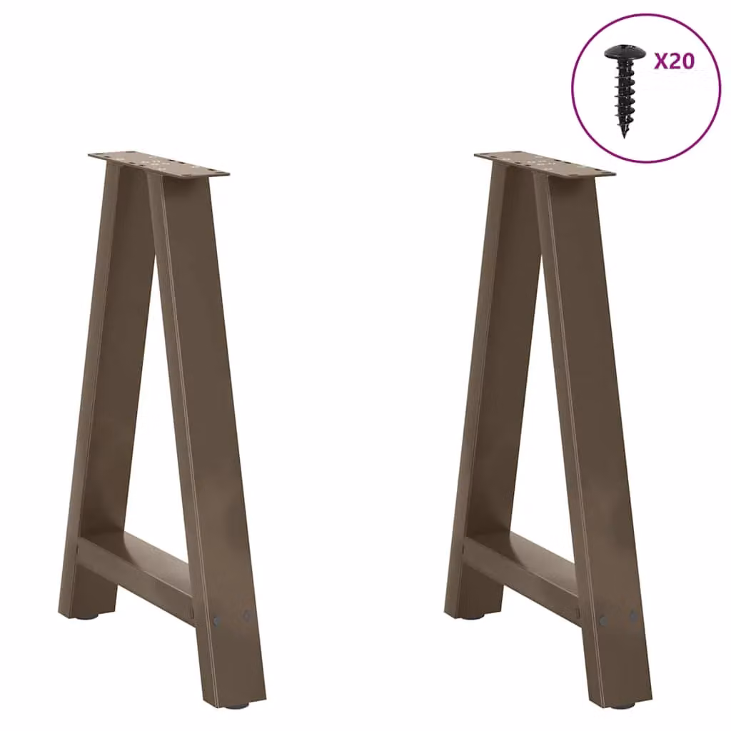Berkfield Home A-Shaped Steel Coffee Table Legs, 2 Pieces, Black, W: 50 cm, H: 72-73 cm – 2