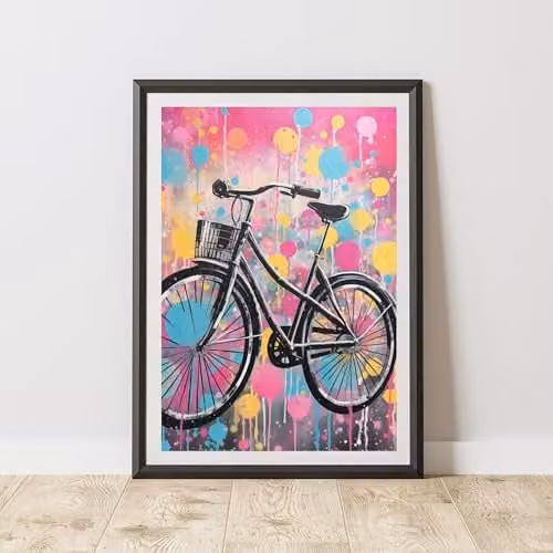 60 Second Makeover Multicolour Bike Pop Art Paper Poster, A4