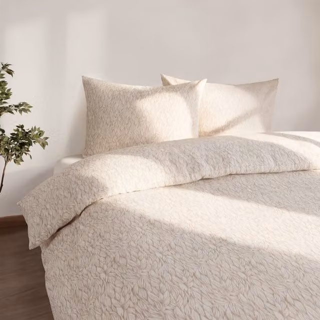 Martex Studio Edition Natural Foliage Duvet Cover Set in White and Beige, 140 x 200 cm
