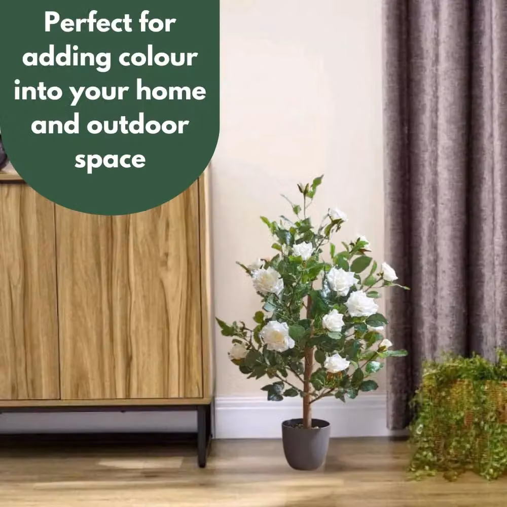 Marco Paul 80cm Artificial White Rose Plant – 5