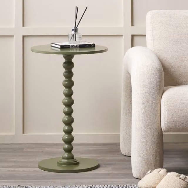 Pacific Lifestyle Margot Wood Bobble Side Table in Green or Orange