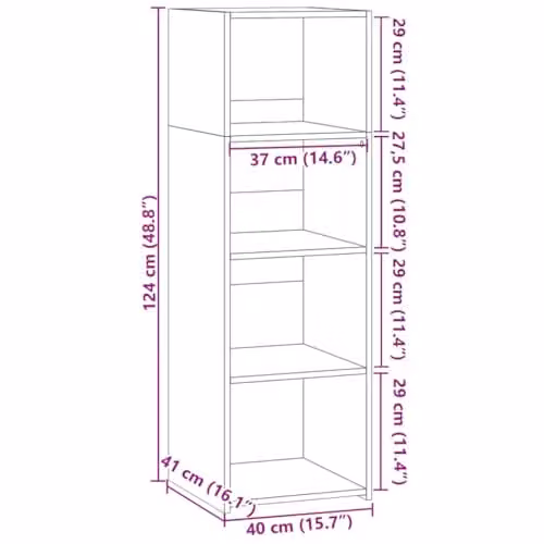 vidaXL Modern Brown Highboard in Engineered Wood, W/D/H: 40 x 41 x 124 cm – 3