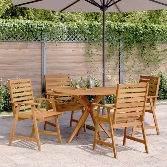 Berkfield Home 5 Piece Garden Dining Set in Brown Solid Acacia Wood