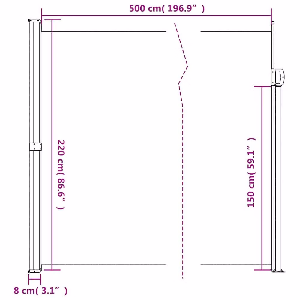 Berkfield Home Retractable Side Awning in Anthracite, W/H: 500 x 220 cm – 3