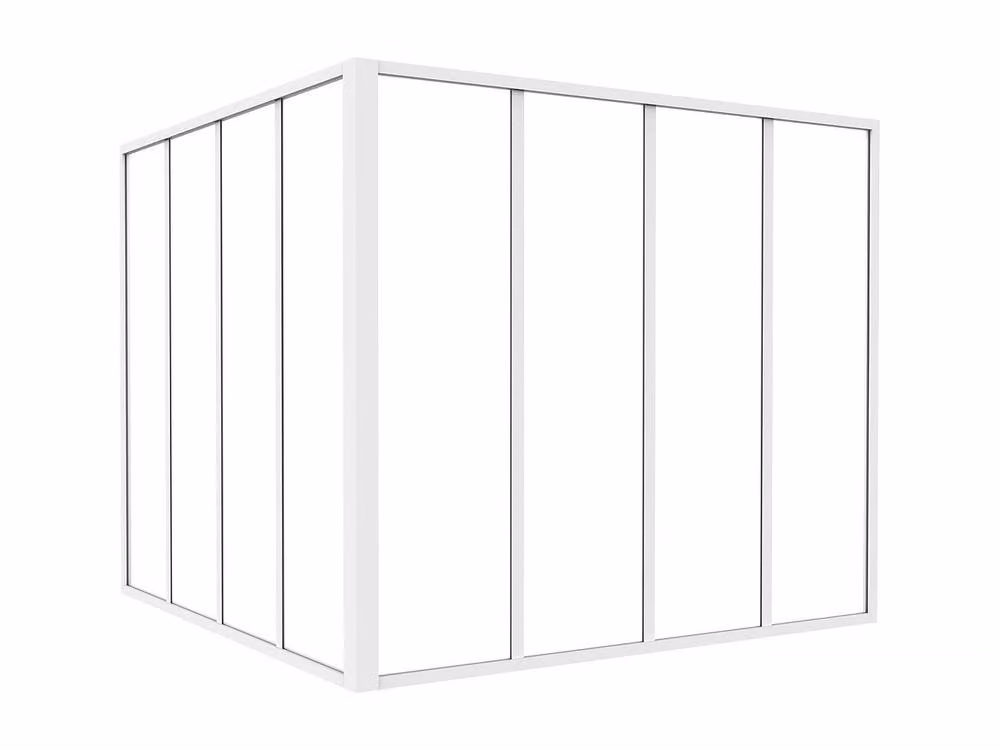 Vente-unique Corner Studio Glass Panelling in Powder-Coated Aluminium, White, W: 120 cm, D: 120 cm – 2